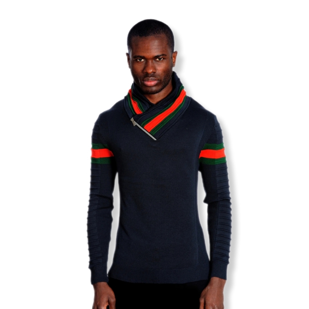 LCR Black Edition Men's Designer Knit Sweater- Navy Blue XL NWT MSRP $125